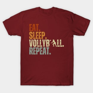 Eat Sleep Volleyball Repeat Kids Adult Women Retro Vintage T-Shirt